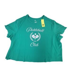 All In Motion Womans NWT Green Short Sleeve 'Pickleball' Cropped T-Shirt Top 3X